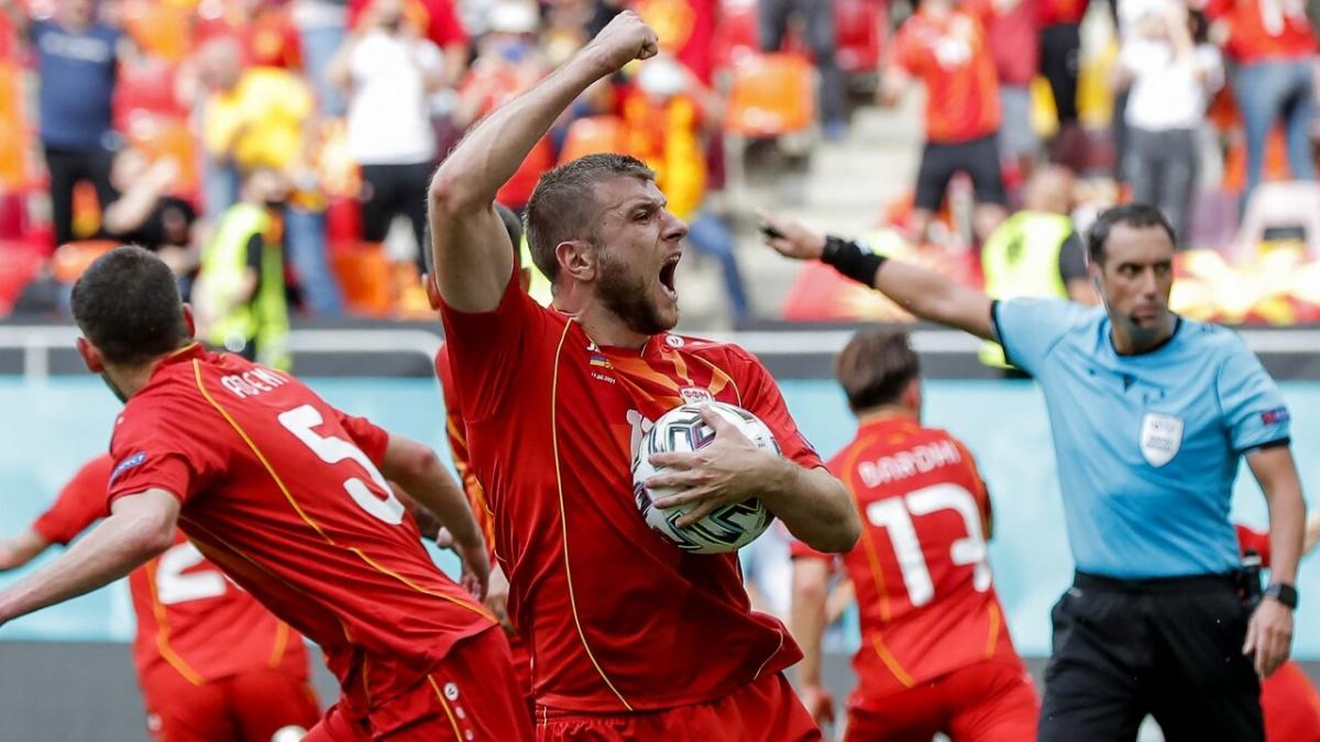 North Macedonia celebrating a goal